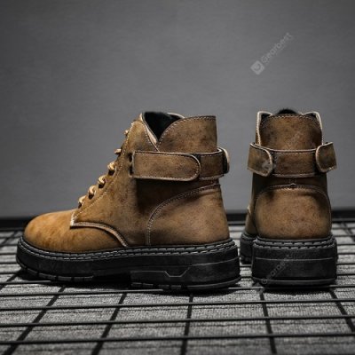 Men's Casual Tooling Boots Outdoor Round Toe Retro Shoes